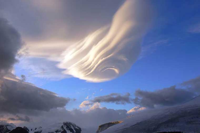 Cloud formation as seen from Rothera Research Station on the Antarctic Peninsula