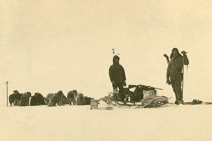 Sledge and dogs farthest south