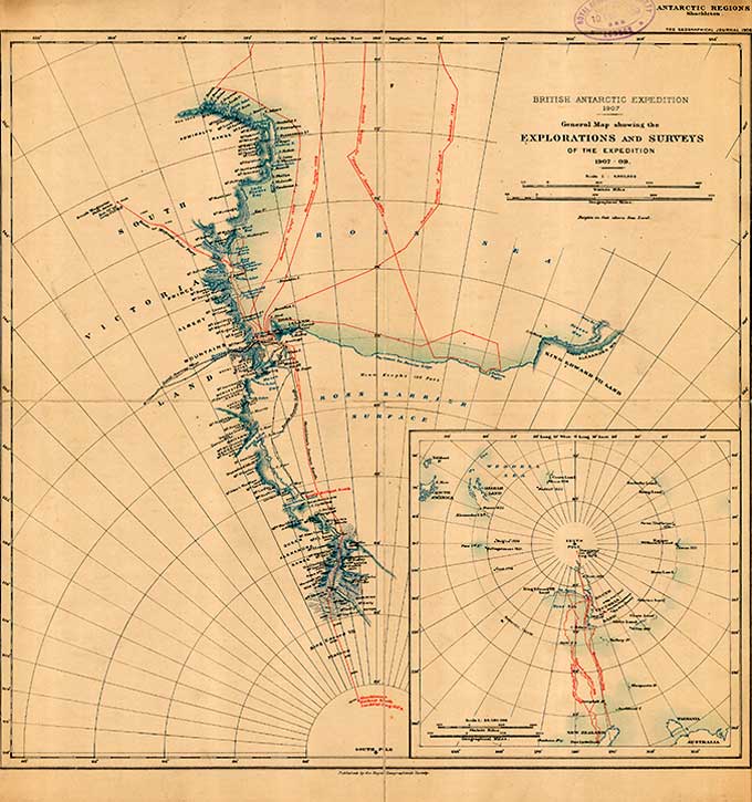 Map of the voyage of the Nimrod