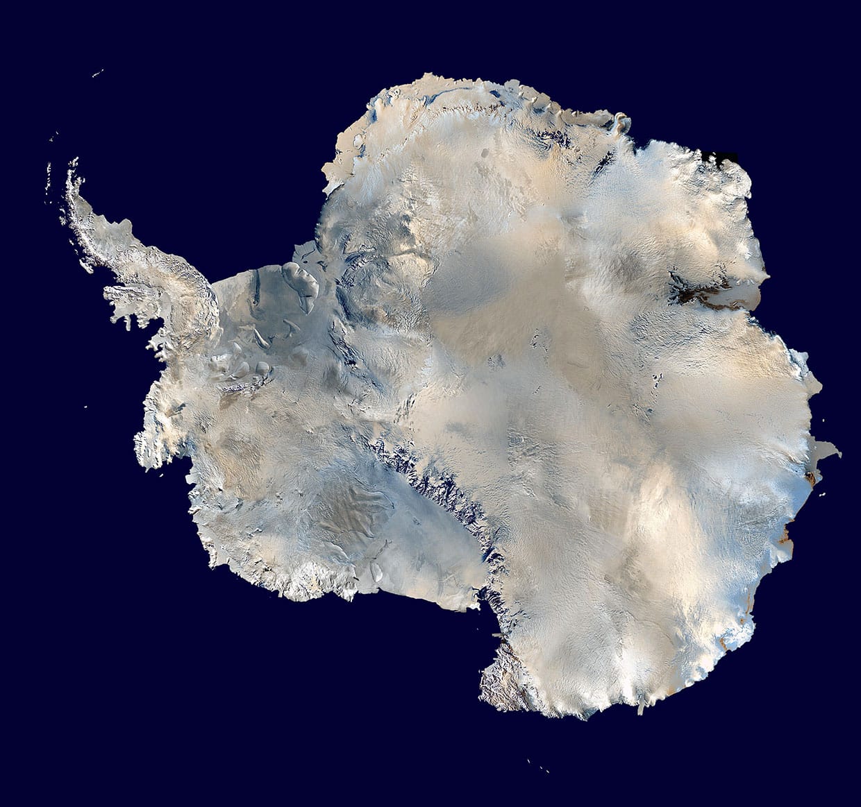 Satellite image of the continent of Antarctica