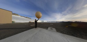 Balloon launch at Rothera Research Station panorama