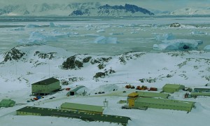 The view looking East, across Rothera Research Station.