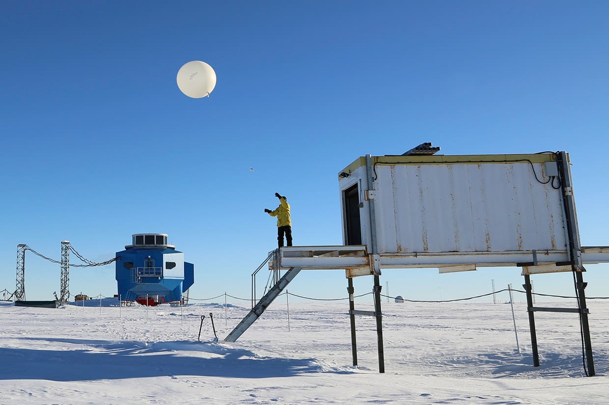 daily meterological balloon launch at the British Antarctic Survey's Halley VI Research Station
