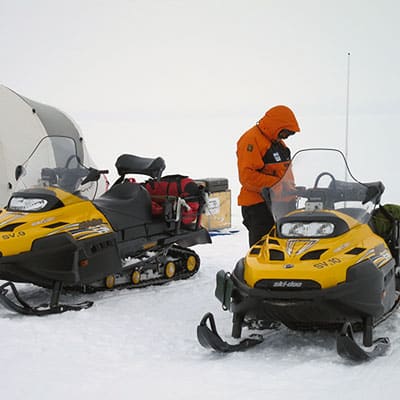 Skidoos and scientists on Pine Island Glacier