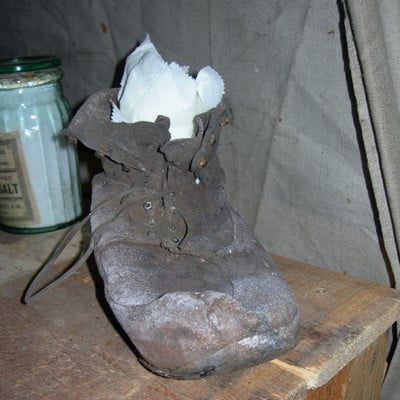 Century old boot left in Scott's Hut, Cape Evans